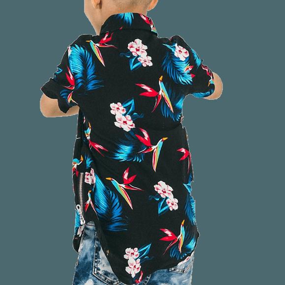 NEW HAUS OF JR boys' paradise button-up in black - Picture 2 of 2